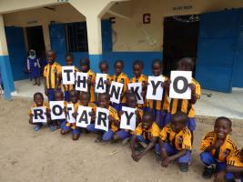 Children wearing their shirts donated by Hull City AFC.